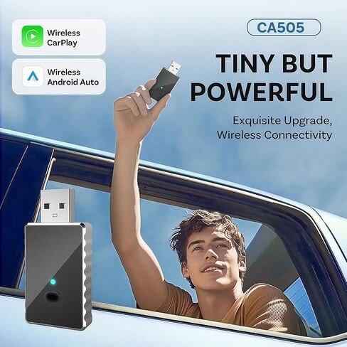 محول Carplay اللاسلكي - محول Android Auto Wireless US، التحويل من سلكي إلى لاسلكي مع محول USB إلى USB C، توصيل وتشغيل بلوتوث Car Play Dongle، متوافق مع iPhone/Android in Saudi Arabia