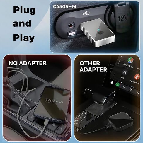محول Carplay اللاسلكي - محول Android Auto Wireless US، التحويل من سلكي إلى لاسلكي مع محول USB إلى USB C، توصيل وتشغيل بلوتوث Car Play Dongle، متوافق مع iPhone/Android in Saudi Arabia