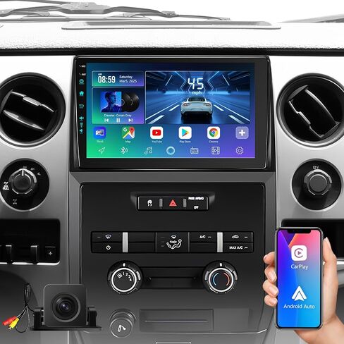 9 بوصة (4Ram 64Rom) 5GWiFi استبدال ترقية راديو السيارة لسيارة Ford F150 F-150 2009-2012 Android 13 مع CarPlay اللاسلكي/Android Auto/FM/AM/RDS/1080P كاميرا احتياطية/BT5.4 ((09-12) 1080P) in Saudi Arabia