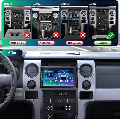 9 بوصة (4Ram 64Rom) 5GWiFi استبدال ترقية راديو السيارة لسيارة Ford F150 F-150 2009-2012 Android 13 مع CarPlay اللاسلكي/Android Auto/FM/AM/RDS/1080P كاميرا احتياطية/BT5.4 ((09-12) 1080P) in Saudi Arabia