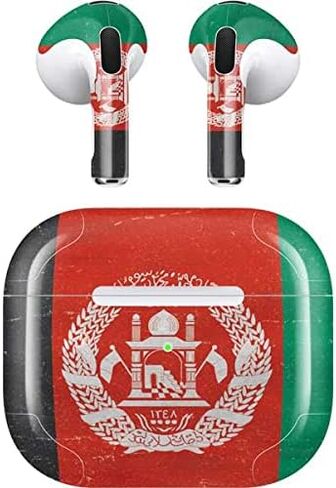 Skinit Decal Audio Skin Compatible with Apple AirPods (3rd Gen, 2021) - Skinit Originally Designed Afghanistan Flag Distressed Design in Saudi Arabia