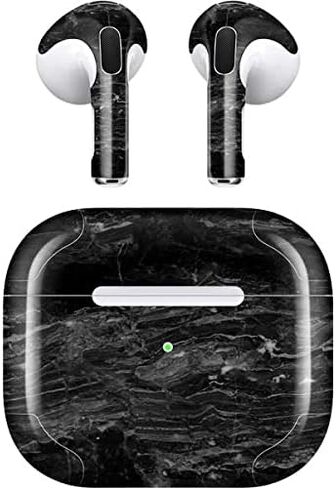 غلاف صوتي من Skinit متوافق مع Apple AirPods (الجيل الثالث، 2021) - تصميم Skinit الأصلي باللون الأسود الكريستالي in Saudi Arabia