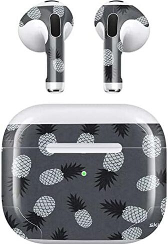 Skinit Decal Audio Skin Compatible with Apple AirPods (3rd Gen, 2021) - Skinit Originally Designed Black and White Pineapples Design in Saudi Arabia