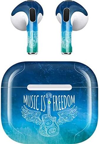 Skinit Decal Audio Skin Compatible with Apple AirPods (3rd Gen, 2021) - Skinit Originally Designed Music is Freedom Design in Saudi Arabia