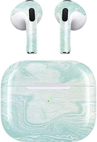 Skinit Decal Audio Skin Compatible with Apple AirPods (3rd Gen, 2021) - Skinit Originally Designed Marbleized Mint Design in Saudi Arabia