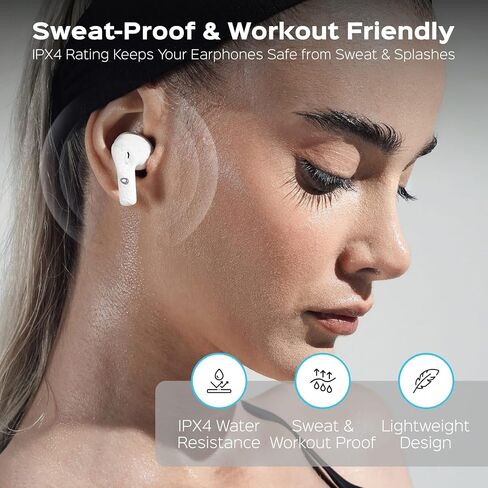 Beleth Earset Pro1 Wireless Earbuds Bluetooth 5.4 Headphones, Dual Connectivity, 50H Playtime, ENC/ANC Noise Cancelling, Deep Bass, LED Display, Wireless Charging Case – White in Saudi Arabia