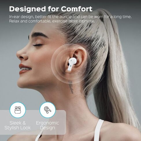 Beleth Earset Pro1 Wireless Earbuds Bluetooth 5.4 Headphones, Dual Connectivity, 50H Playtime, ENC/ANC Noise Cancelling, Deep Bass, LED Display, Wireless Charging Case – White in Saudi Arabia