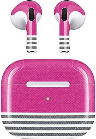 غلاف صوتي من Skinit متوافق مع Apple AirPods (الجيل الثالث، 2021) - تصميم مخطط باللونين الوردي والرمادي من Skinit في الأصل in Saudi Arabia