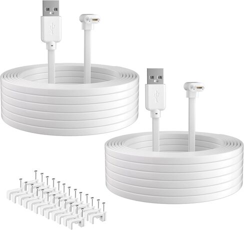 Camera Power Cable 12FT (2-Pack), Compatible with Wyze Cam Pan V3, Arlo Essential, Blink Outdoor (3rd Gen), 90 Degree L-Shape Micro USB Power Extension Charging Cable with 25 Pcs Cable Nails in Kuwait