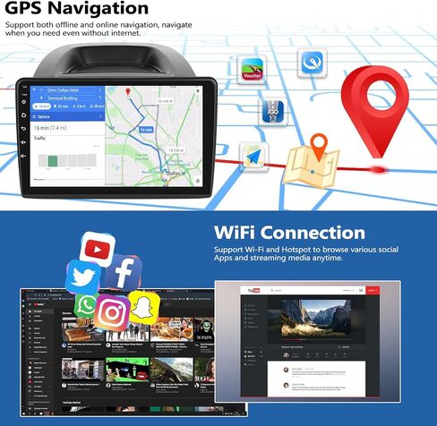 2GB+64GB Car Stereo Radio for Ford EcoSport 2018 2019 2020 with Wireless CarPlay Android Auto 10" Touch Screen Radio Android 13 Head Unit with GPS Navigation Bluetooth WiFi RDS FM Mirror Link in Saudi Arabia