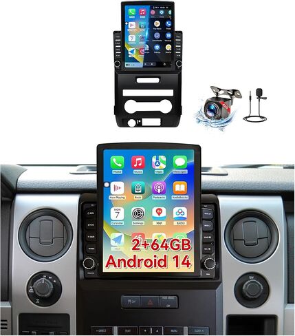 9.7" Android 14 Car Radio Compatible with Ford F150 2009 2010 2011 2012 Manual AC Upgrade, Car Stereo Replacement Wireless CarPlay & Android Auto, WiFi/BT/FM/SWC/GPS/1080P AHD Backup Camera/2+64G in Kuwait