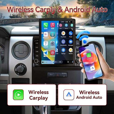 9.7" Android 14 Car Radio Compatible with Ford F150 2009 2010 2011 2012 Manual AC Upgrade, Car Stereo Replacement Wireless CarPlay & Android Auto, WiFi/BT/FM/SWC/GPS/1080P AHD Backup Camera/2+64G in Kuwait