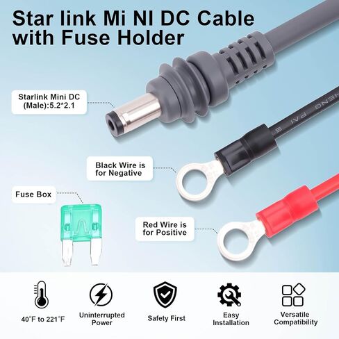 كابل تمديد وصلات حلقات Mi-ni O Rings من Star Links، سلك طاقة DC 18AWG Satellite، كابل بطارية صغير Star Links مع حامل شفرات IP65 للتخييم البحري لشاحنة RVs (/10FT) in Saudi Arabia