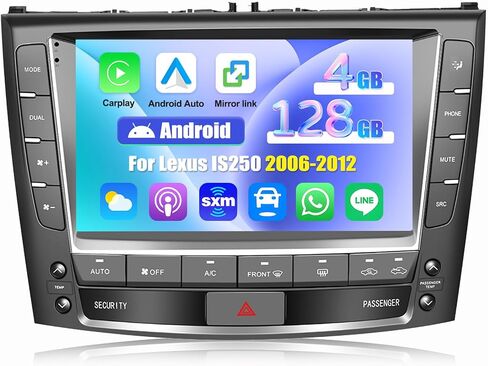 [4G+128G] Android Car Radio for Lexus IS250 2006 2007 2008 2009 2010 2011 2012 with Carplay Android Auto 9 Inch Touch Screen Bluetooth FM RDS/WiFi/GPS Navigation/SWC+AHD Backup Camera in Saudi Arabia