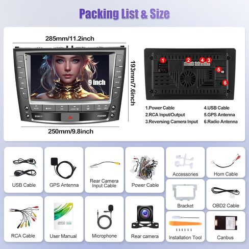 [4G+128G] Android Car Radio for Lexus IS250 2006 2007 2008 2009 2010 2011 2012 with Carplay Android Auto 9 Inch Touch Screen Bluetooth FM RDS/WiFi/GPS Navigation/SWC+AHD Backup Camera in Saudi Arabia