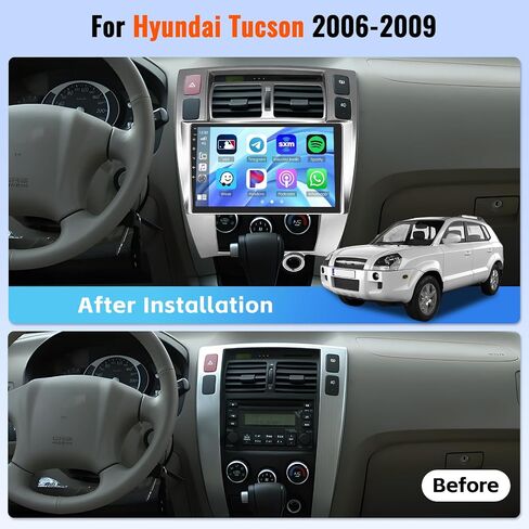 4+128GB Android 15 Car Radio for Hyundai Tucson 2006-2013 Wireless Carplay Android Auto, Realdio Car Stereo with 10.1" in-Cell Touch Screen for Tucson WiFi Bluetooth GPS FM/RDS EQ SWC + Backup Camera in Saudi Arabia