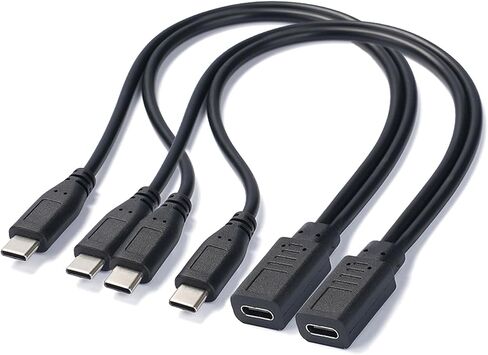 USB C Splitter Charge Cable,60W (2packs) 1 Feet USB Type C 1 Female to 2 Dual Male Y Splitter Extension Charging Cable supports data transfer and charging for iPhone 17/16,iPad, Galaxy and More in Saudi Arabia