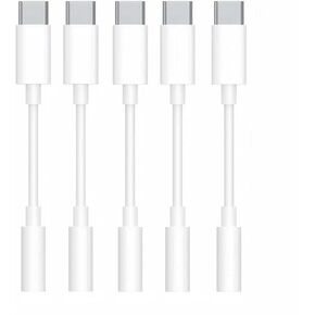 5 عبوات من محول صوت USBc إلى 3.5 مم، محول سماعة الرأس إلى USB C متوافق مع سلسلة iPhone 17/16/15، وSamsung Galaxy S25، وS24، وS23 Ultra، وNote 20، وiPad Pro، وMacBook، وPixel XL والمزيد in Kuwait