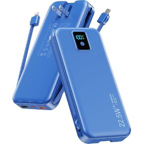 شاحن محمول، بطارية احتياطية للشحن السريع بقدرة 12000 مللي أمبير في الساعة بقدرة 22.5 وات مع كابلات مدمجة ومقبس حائط، حزمة بطارية أساسية للسفر مع شاشة LED، بنك بطارية خارجي USB C لأجهزة iPhone iPad وSamsung Green in Kuwait