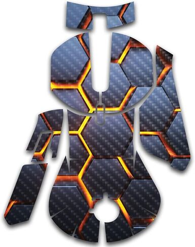 MightySkins Carbon Fiber Skin Compatible with SteelSeries Rival 5 Gaming Mouse - Lava Hex | Protective, Durable Textured Carbon Fiber Finish | Easy to Apply and Change Styles | Made in The USA in Saudi Arabia