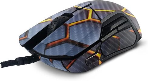 MightySkins Carbon Fiber Skin Compatible with SteelSeries Rival 5 Gaming Mouse - Lava Hex | Protective, Durable Textured Carbon Fiber Finish | Easy to Apply and Change Styles | Made in The USA in Saudi Arabia