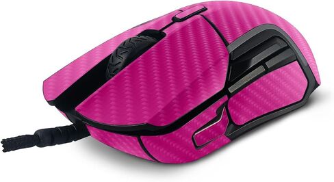 MightySkins Carbon Fiber Skin Compatible with SteelSeries Rival 5 Gaming Mouse - Solid Hot Pink | Protective, Durable Textured Carbon Fiber Finish | Easy to Apply and Change Styles | Made in The USA in Saudi Arabia