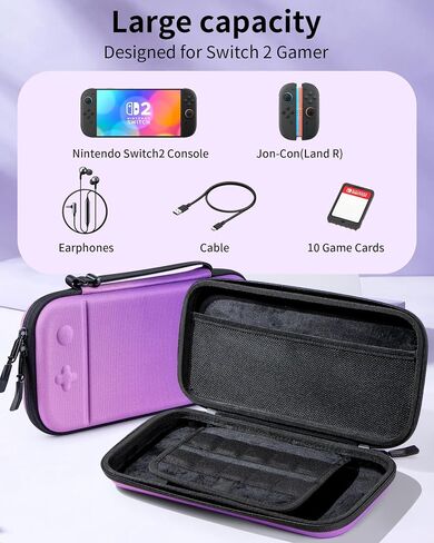 حافظة Honghao Switch 2 رفيعة للغاية ومحمولة، مع واقي شاشة من الزجاج المقوى، حافظة واقية خفيفة الوزن للتخزين، متوافقة مع وحدة تحكم Nintendo Switch 2 in Kuwait