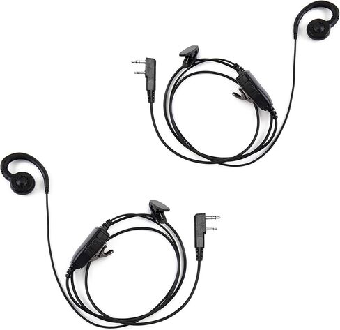 SHON Walkie Talkie Earpiece with Mic - Crystal Clear Speakers Flexible G-Type Swivel Earhook, Two-Way Radio Headset for Kenwood and Baofeng(2 Set) in Kuwait