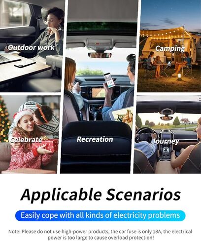 عاكس طاقة السيارة 200 واط، Blubluman DC 12V إلى 110V AC مخرج محول قابس السيارة مع شاحن PD 30W، شاحن سريع QC3.0 24W، عاكس طاقة للمركبات، منفذ لشاحن الكمبيوتر المحمول in Kuwait
