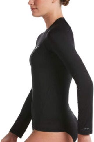 Nike Swim Women's Essential Long Sleeve Hydro Rash Guard White Large/White in Saudi Arabia