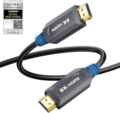 8K HDMI Cable 40ft/12M, in-Wall CL3 Rated Fiber Optic HDMI Cable 2.1 Support [8K@60Hz] Dynamic HDR/eARC/HDCP 2.2&2.3/3D, Certified Ultra High Speed Long HDMI Crod for HDTV, Laptop, PC… in Kuwait