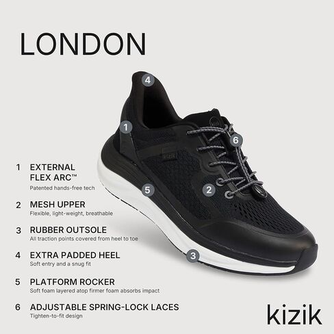 Kizik Slip On Sneakers: London - Comfortable All-Day Wear, Hands Free Convenience, Breathable Mesh Top, Mens Walking Shoes with Arch Support - Mens Regular Width in Kuwait
