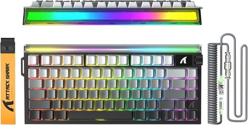 ATTACK SHARK R85 HE 75% لوحة مفاتيح سلكية مغناطيسية للألعاب، مشغل سريع لمعدل الاقتراع 8 كيلو هرتز، دقة RT 0.005 مم، معدل مسح ضوئي 256 ألف، قابل للتبديل السريع، لوحة مفاتيح للكمبيوتر الشخصي لسائقي الويب للاعبين/الفوز/Mac، محيط أبيض in Saudi Arabia