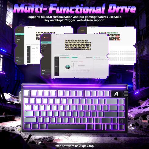 ATTACK SHARK R85 HE 75% لوحة مفاتيح سلكية مغناطيسية للألعاب، مشغل سريع لمعدل الاقتراع 8 كيلو هرتز، دقة RT 0.005 مم، معدل مسح ضوئي 256 ألف، قابل للتبديل السريع، لوحة مفاتيح للكمبيوتر الشخصي لسائقي الويب للاعبين/الفوز/Mac، محيط أبيض in Saudi Arabia