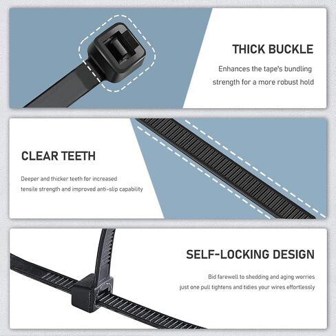 100 pcs 10 Inch Zip Ties, Zip Tie, 40lbs Tensile Strength, Zip Ties Assorted Sizes, Self-Locking Nylon Zipties Wraps Suitable for Indoor and Outdoor Use（Black） in Saudi Arabia