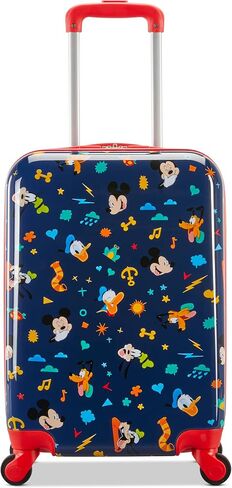American Tourister Minnie Mouse Carry-On Luggage - Airline Approved, Durable Hardshell with Vibrant Minnie Mouse Design - Roll Confidentially with Spinner Wheels & Colorful Adjustable Handle in Saudi Arabia