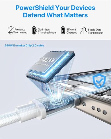 240W 100W Short USB C to USB C Cable 1ft 2-Pack, PD3.1 Fast Charging USBC Type C Charger Cord Braided for iPhone 17 Air 17 16 Pro Max 12 Inch Portable Cord Macbook Pro Samsung etc.(White)(0.3M) in Saudi Arabia