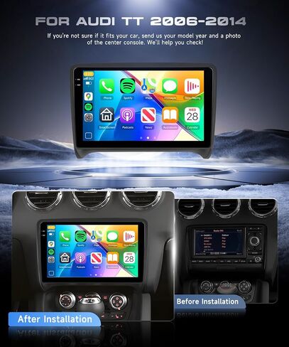 4G + 128G Android 15 ستيريو سيارة لأودي TT 2006-2014، CarPlay Android Auto، 9 بوصات Incell HD تعمل باللمس ستيريو سيارة مع نظام تحديد المواقع العالمي، WiFi، Bluetooth 5.0، FM، 32 EQ، SWC، كاميرا احتياطية in Kuwait