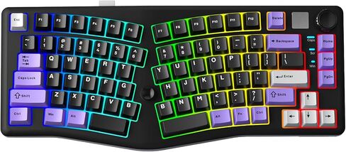 LEOBOG A75 Alice Keyboard, Tri-Mode Ergonomic Gaming Keyboard with RGB Backlit Functional Knob Joystick, 75% Layout Hot-Swap Gasket Custom Keyboards for Win Mac PC Gamer-Black in Saudi Arabia