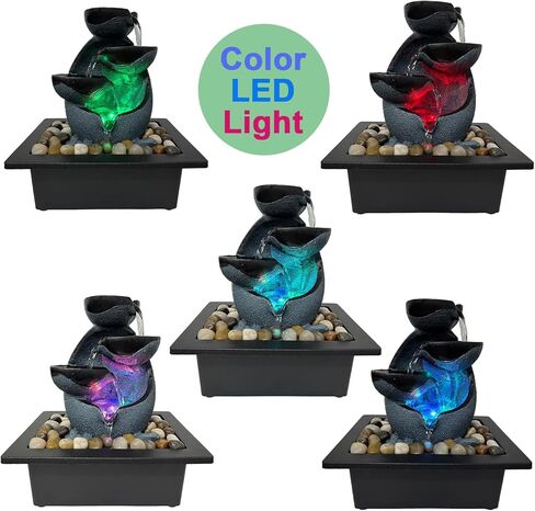 الغزل صخور الصخور المتتالية المتوحشة ، ميزة شلال Zen التأمل مع مفتاح التشغيل/إيقاف التشغيل ، نافورة الشلال مع ضوء LED لغرفة نوم المكتب المنزلي in Kuwait