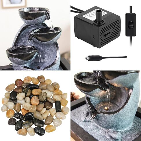 الغزل صخور الصخور المتتالية المتوحشة ، ميزة شلال Zen التأمل مع مفتاح التشغيل/إيقاف التشغيل ، نافورة الشلال مع ضوء LED لغرفة نوم المكتب المنزلي in Kuwait