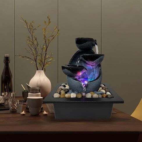 الغزل صخور الصخور المتتالية المتوحشة ، ميزة شلال Zen التأمل مع مفتاح التشغيل/إيقاف التشغيل ، نافورة الشلال مع ضوء LED لغرفة نوم المكتب المنزلي in Kuwait