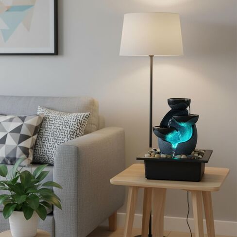 الغزل صخور الصخور المتتالية المتوحشة ، ميزة شلال Zen التأمل مع مفتاح التشغيل/إيقاف التشغيل ، نافورة الشلال مع ضوء LED لغرفة نوم المكتب المنزلي in Kuwait