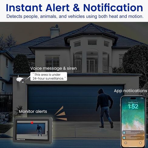 CasaCam Wireless Security Camera Air, 7 inch Monitor, 2 720p Cams, No Fees in Kuwait
