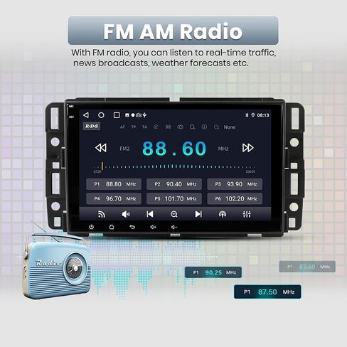Android 13 Car Radio Stereo Upgrade for 2008-2024 Chevrolet Express, 8 Inch Touch Screen GPS Navi Head Unit Radio Replacement Double Din w/Wireless Carplay & Android Auto Bluetooth BT DSP SWC in Saudi Arabia
