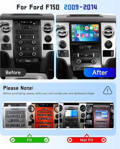 ستيريو راديو السيارة لسيارة Ford F150 2009-2014 2+64G، شاشة لمس 9 بوصات/Android 13/Wireless CarPlay/Android Auto/DSP EQ/GPS Navigation/WiFi/Bluetooth/FM/RDS/SWC/HD كاميرا احتياطية in Kuwait