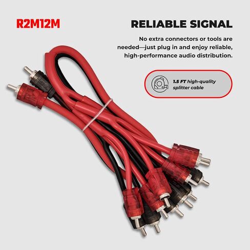 DS18 R2M12M المستوى 2 RCA 100% نحاس OFC Y موصل 2 ذكر إلى 12 ذكر 1.5 قدم فائق المرونة، عزل متين - أحمر in Kuwait