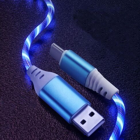 Light Up USB C Charging Cord 3A LED Light Up Type C Fast Charger Led USB-A to USB-C Compatible with iPhone 16/15/Pro/Plus/Pro Max, Galaxy S24/S23/S22/S21/S20, iPad, Pixel, and More 3.3FT Blue in Kuwait