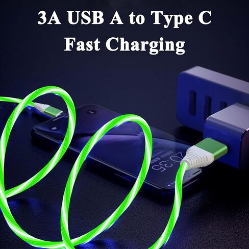 Light Up USB C Charging Cord 3A LED Light Up Type C Fast Charger Led USB-A to USB-C Compatible with iPhone 16/15/Pro/Plus/Pro Max, Galaxy S24/S23/S22/S21/S20, iPad, Pixel, and More 3.3FT Blue in Kuwait