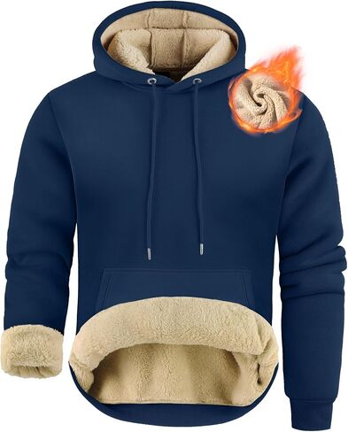 Zity Men Pullover Hoodie Sweatshirts sherpa sherpa مبطن Kangaroo جيب الشتاء المقاومة للرياح الصوف الدافئ رياضي رياضي in Kuwait
